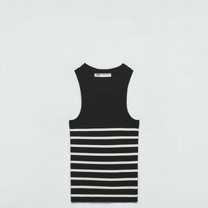 Zara Monochrome Striped Sleeveless Top